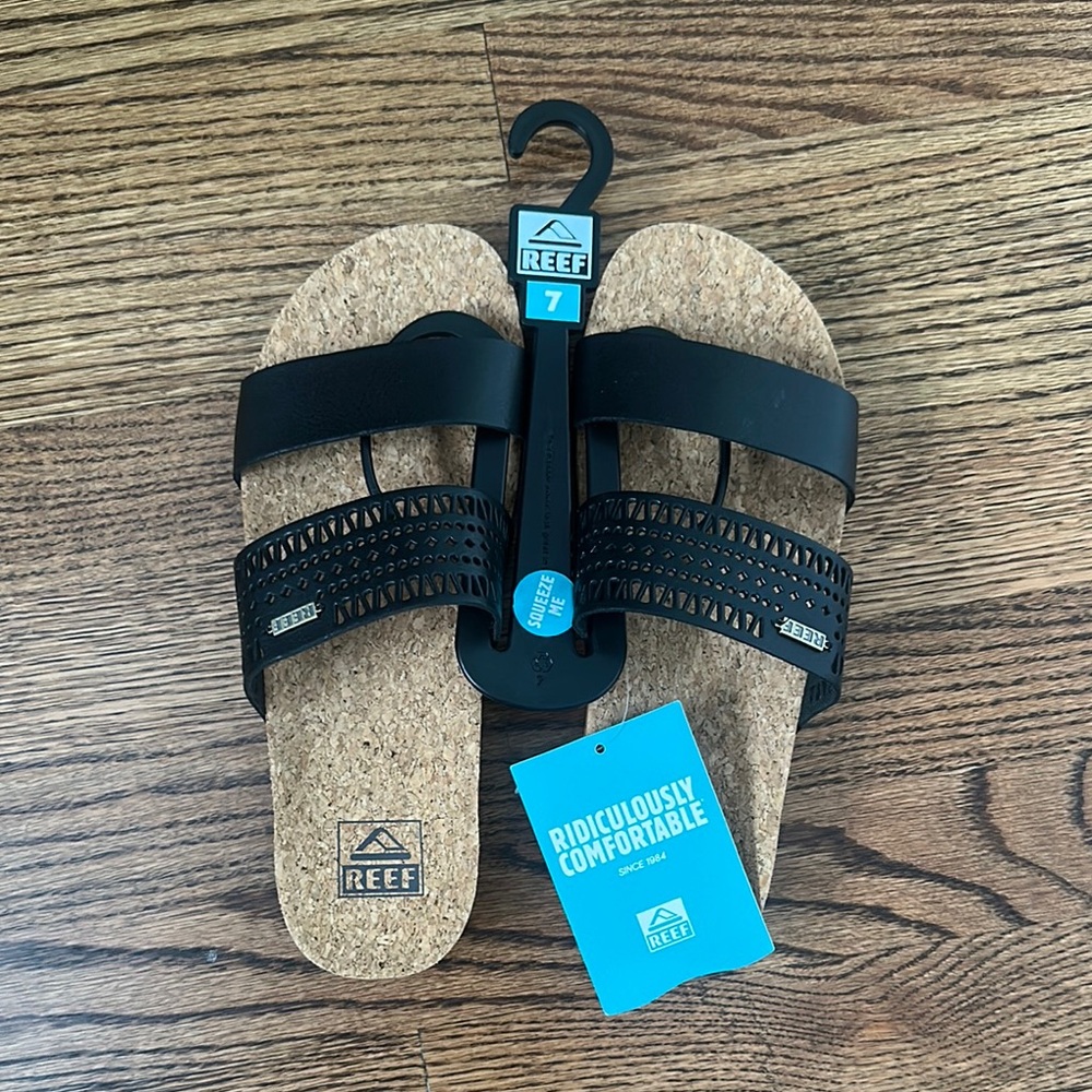 Reef Black cushion vista Cork Sandals size 7